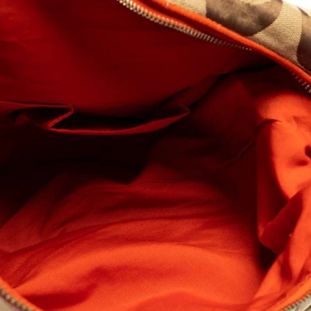 Coach Coach Beige/Orange Signature Canvas and Patent Leather Front Pocket Hobo